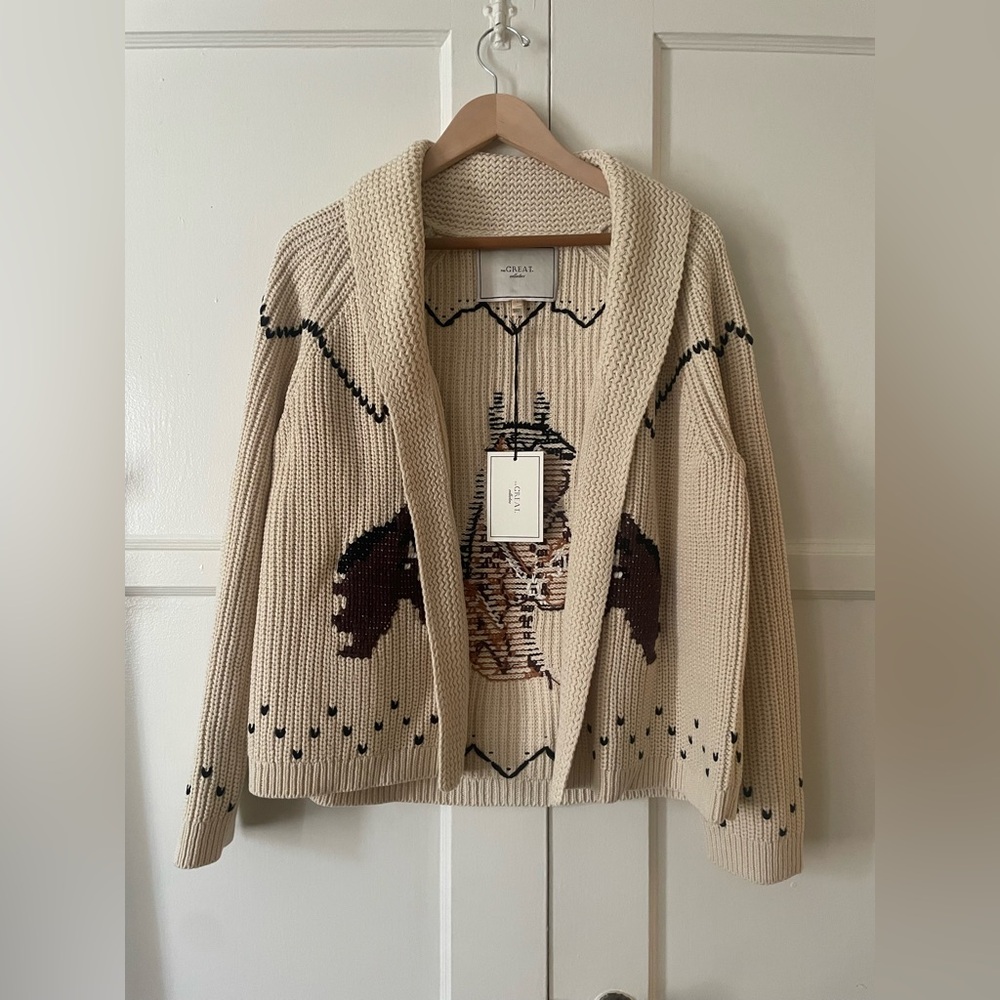 The Great. The Horse Lodge Cardigan in Cream • NWT - Picture 6 of 10